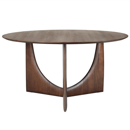 Geometric Round Dining Table – Teak, Brown