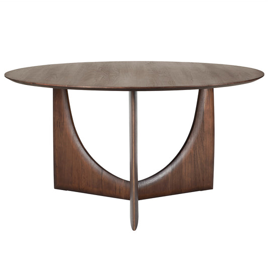 Geometric Round Dining Table – Teak, Brown