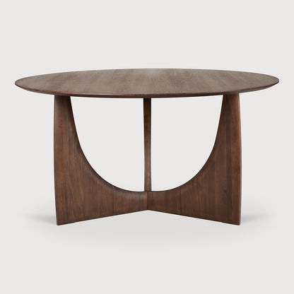 Geometric Round Dining Table – Teak, Brown