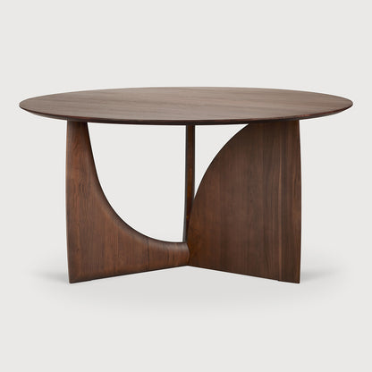 Geometric Round Dining Table – Teak, Brown