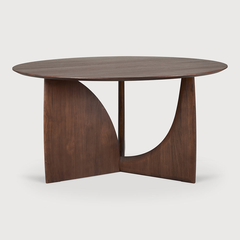 Geometric Round Dining Table – Teak, Brown