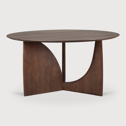 Geometric Round Dining Table – Teak, Brown
