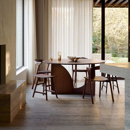 Geometric Round Dining Table – Teak, Brown