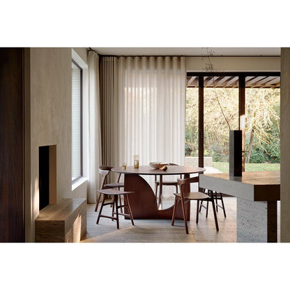 Geometric Round Dining Table – Teak, Brown