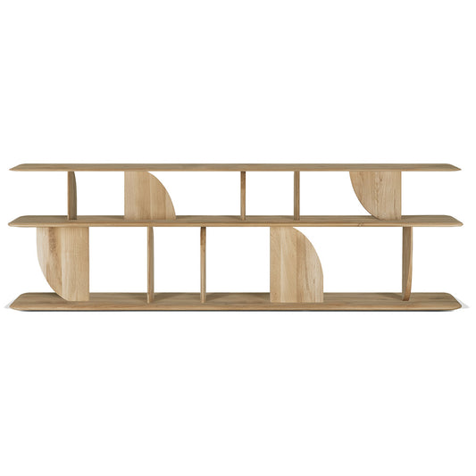 Geometric Rack Console Table Bookcase - Oak