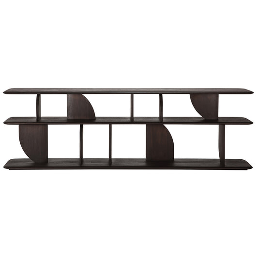 Geometric Rack Console Table Bookcase - Teak, Dark