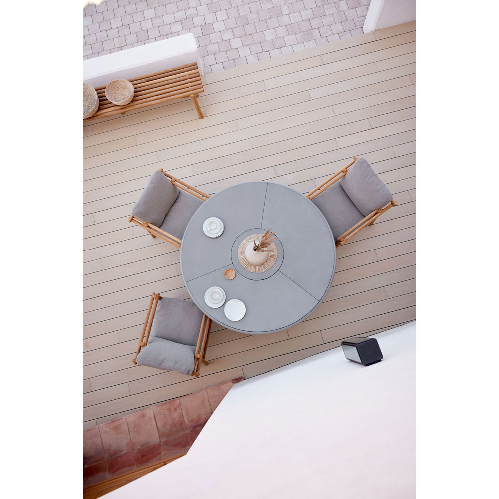 Glaze Dining Table - Dark Gray Laminate Top, Taupe Aluminum Base