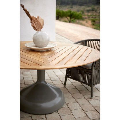 Glaze Dining Table - Geometric Teak Top, Taupe Aluminum Base