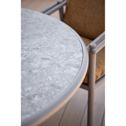 Glaze Dining Table - Multi Color Ceramic Top, Taupe Aluminum Base