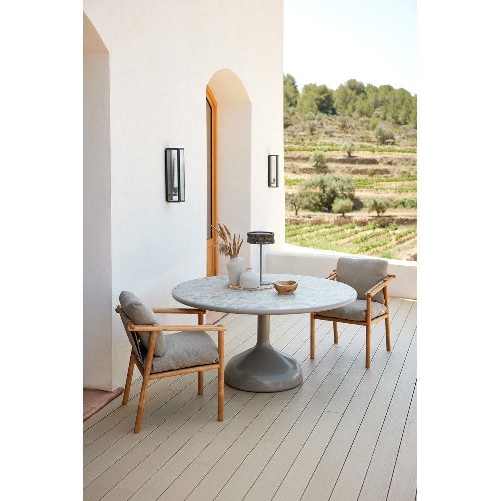 Glaze Dining Table - Multi Color Ceramic Top, Taupe Aluminum Base