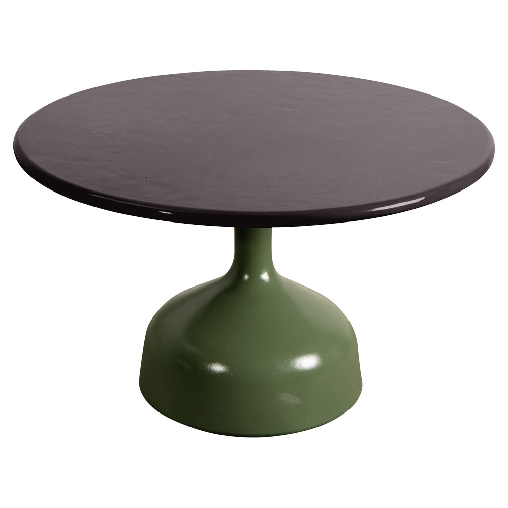 Glaze Large Coffee Table - Black Lava Stone Top, Olive Green Aluminum Base