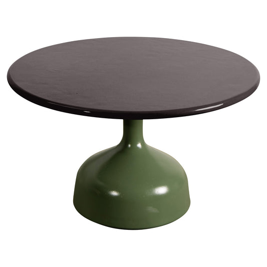 Glaze Large Coffee Table - Black Lava Stone Top, Olive Green Aluminum Base