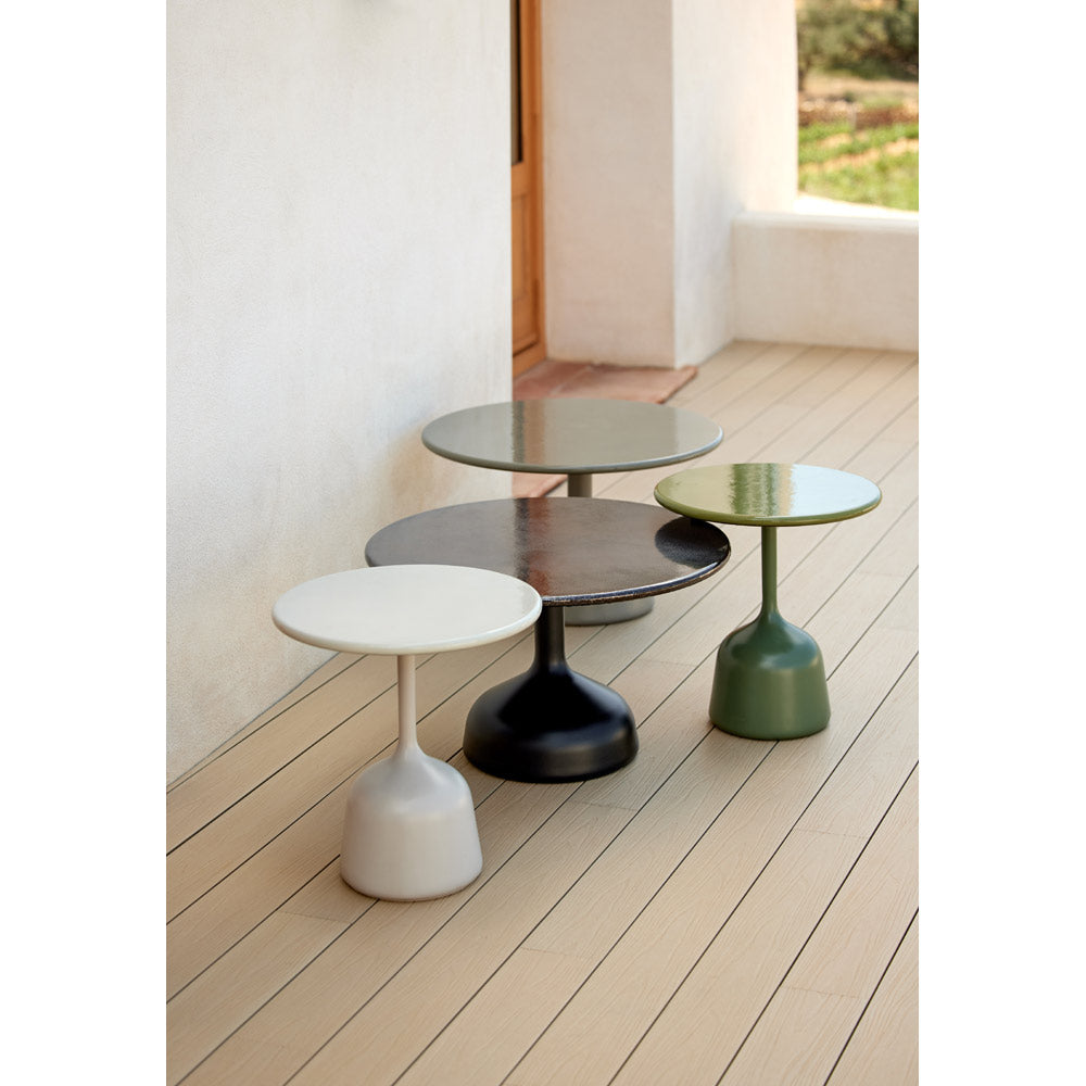 Glaze Large Coffee Table - Green Lava Stone Top, Olive Green Aluminum Base