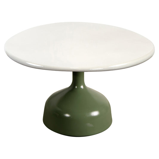 Glaze Large Coffee Table - Sand Lava Stone Top, Olive Green Aluminum Base