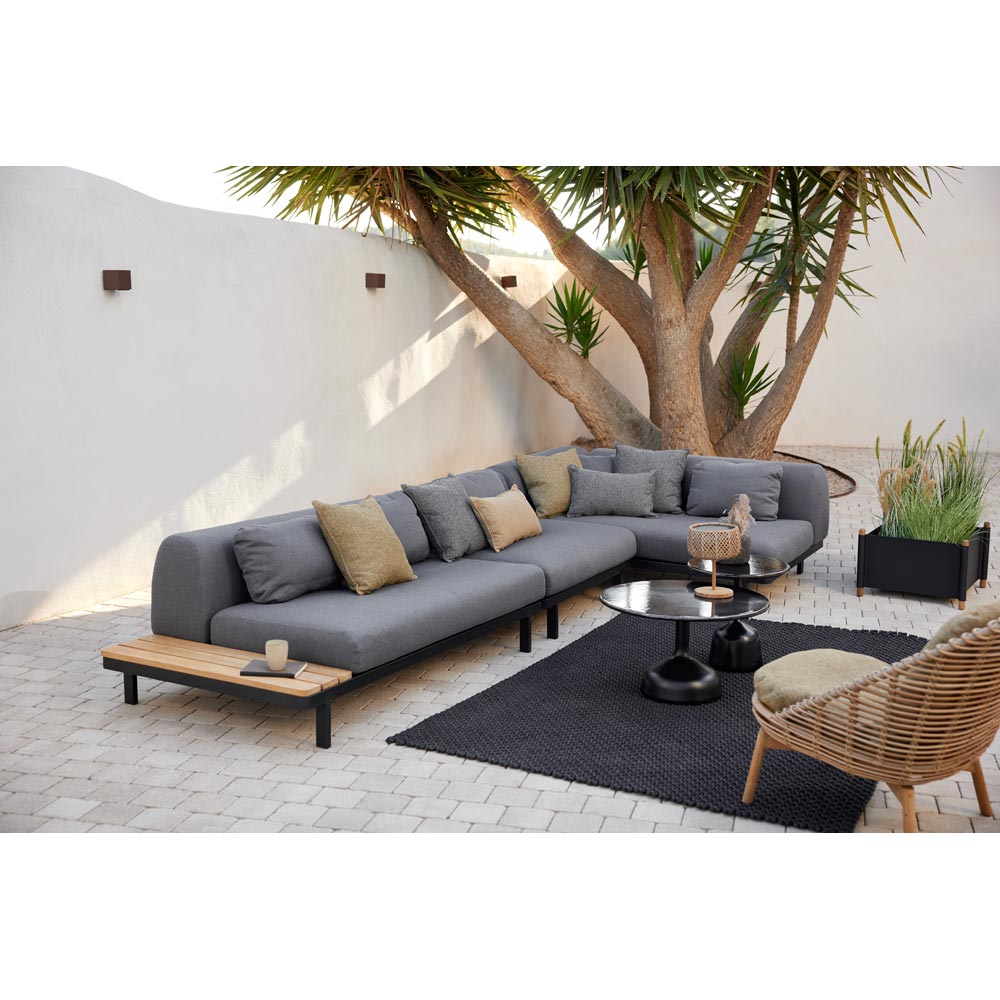 Glaze Large Coffee Table - Taupe Lava Stone Top, Desert Red Aluminum Base