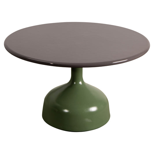 Glaze Large Coffee Table - Taupe Lava Stone Top, Olive Green Aluminum Base