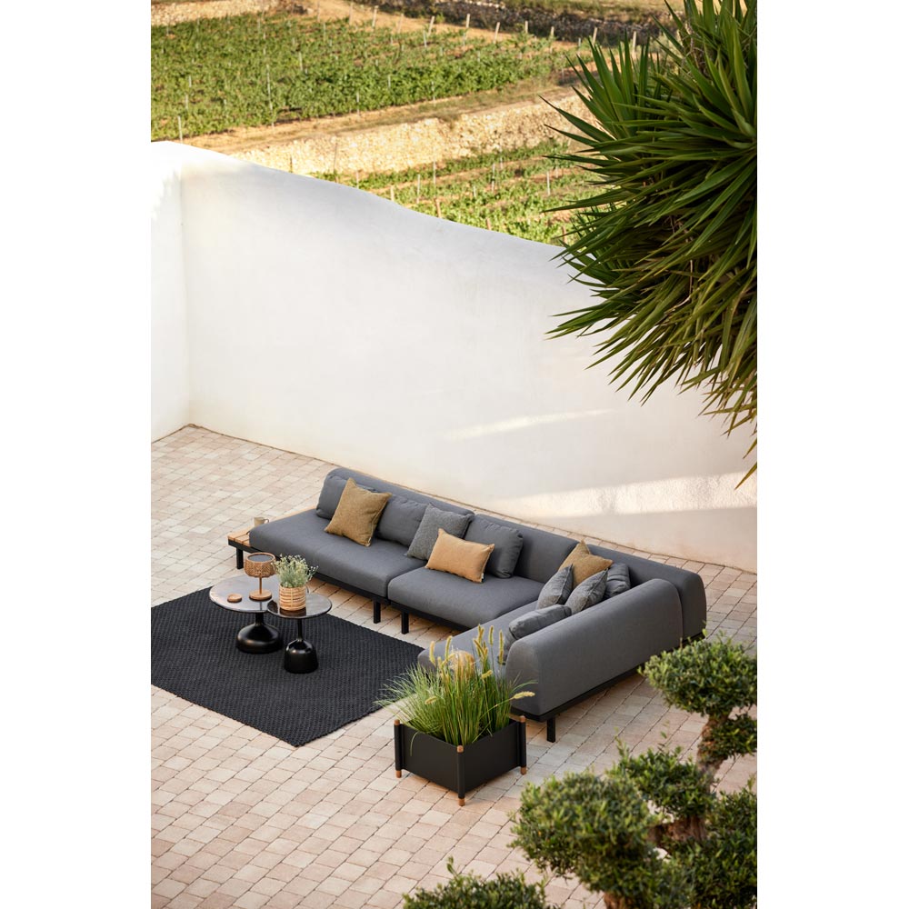 Glaze Large Coffee Table - Taupe Lava Stone Top, Sand Aluminum Base
