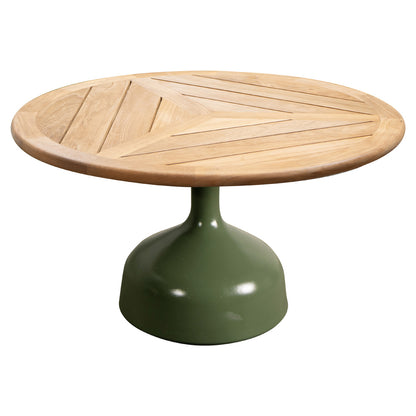 Glaze Large Coffee Table - Teak Geometric Top, Olive Green Aluminum Base