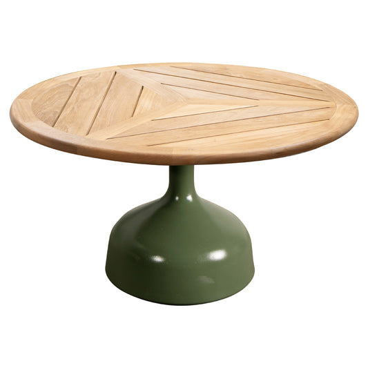 Glaze Large Coffee Table - Teak Geometric Top, Olive Green Aluminum Base