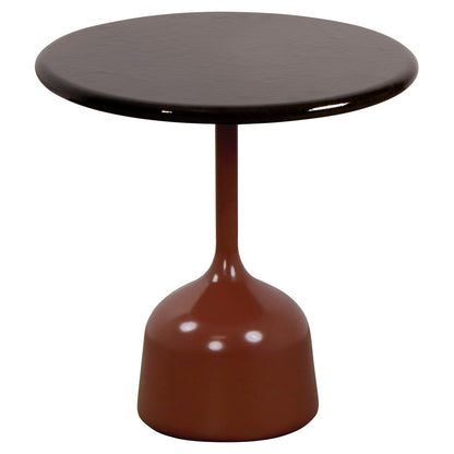 Glaze Small Coffee Table - Black Lava Stone Top, Desert Red Aluminum Base