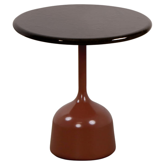 Glaze Small Coffee Table - Black Lava Stone Top, Desert Red Aluminum Base
