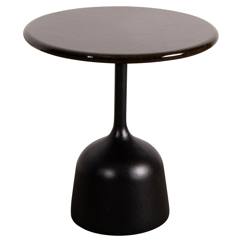 Glaze Small Coffee Table - Black Lava Stone Top, Lava Gray Aluminum Base