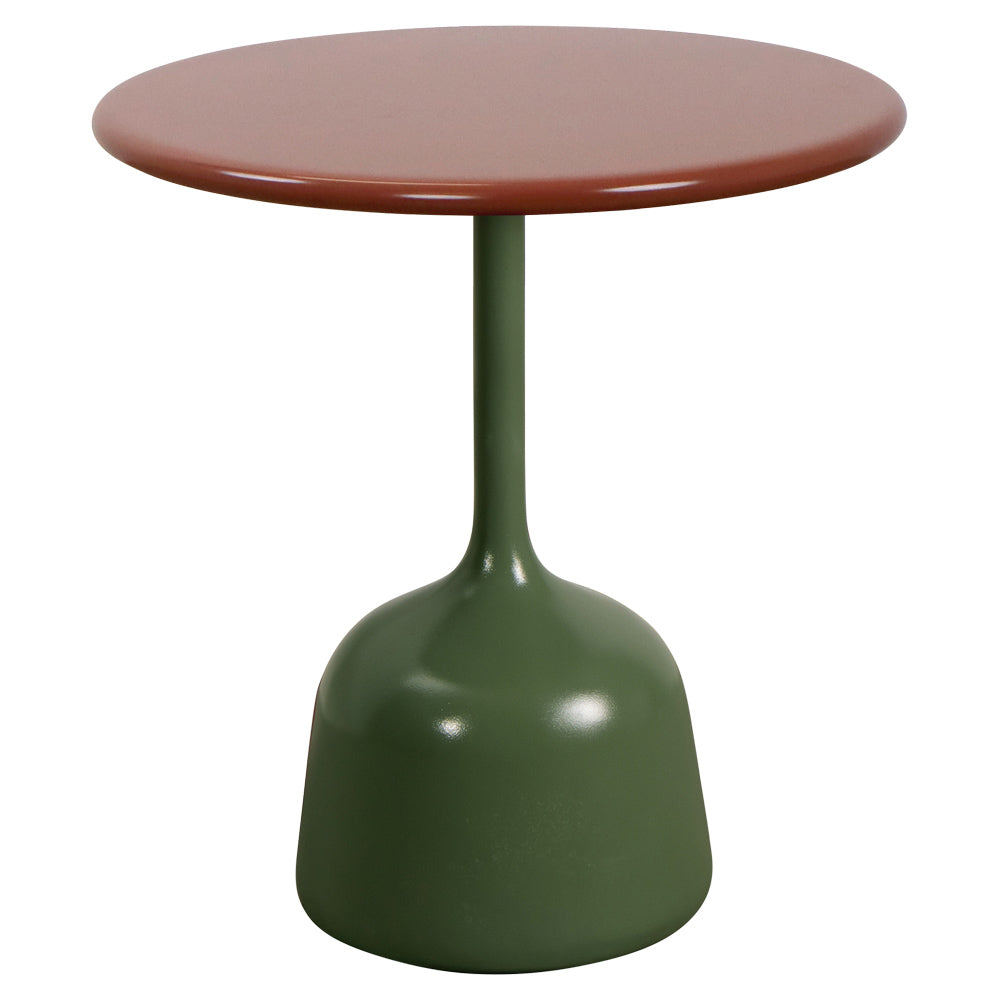 Glaze Small Coffee Table - Desert Red Aluminum Top, Olive Green Aluminum Base