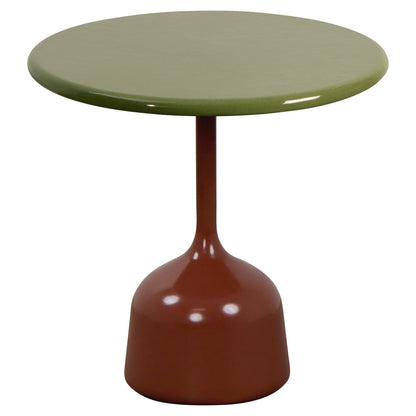 Glaze Small Coffee Table - Green Lava Stone Top, Desert Red Aluminum Base