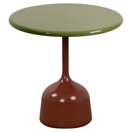 Glaze Small Coffee Table - Green Lava Stone Top, Desert Red Aluminum Base