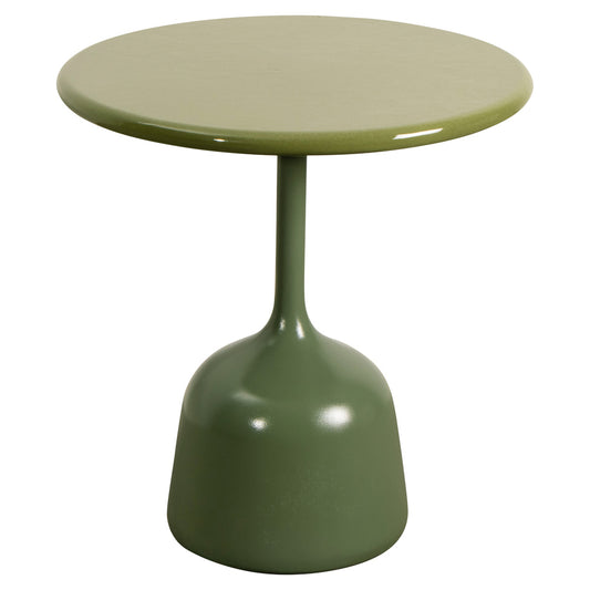 Glaze Small Coffee Table - Green Lava Stone Top, Olive Green Aluminum Base