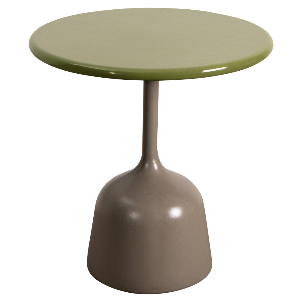 Glaze Small Coffee Table - Green Lava Stone Top, Taupe Aluminum Base