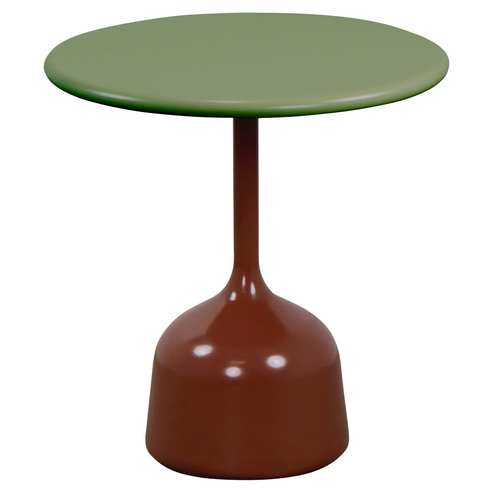 Glaze Small Coffee Table - Olive Green Aluminum Top, Desert Red Aluminum Base