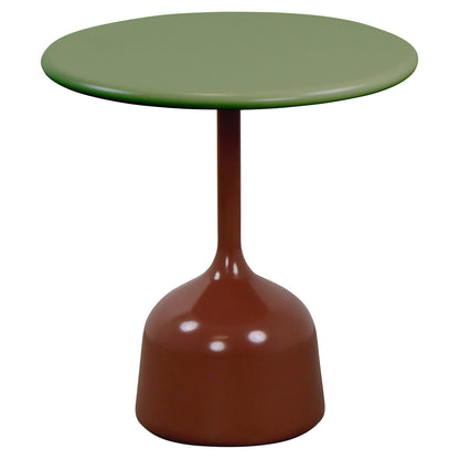Glaze Small Coffee Table - Olive Green Aluminum Top, Desert Red Aluminum Base