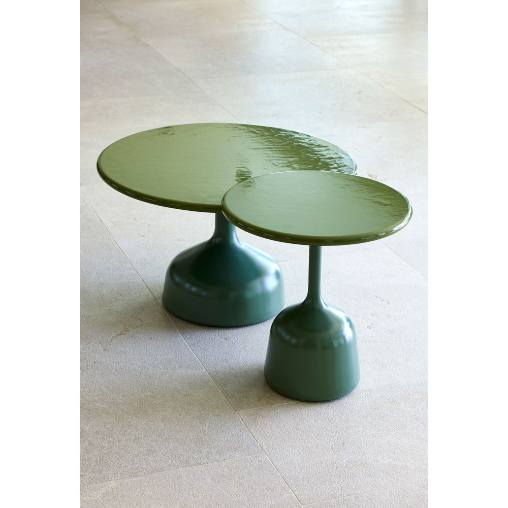Glaze Small Coffee Table - Olive Green Aluminum Top, Olive Green Aluminum Base