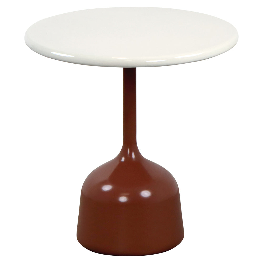 Glaze Small Coffee Table - Sand Lava Stone Top, Desert Red Aluminum Base