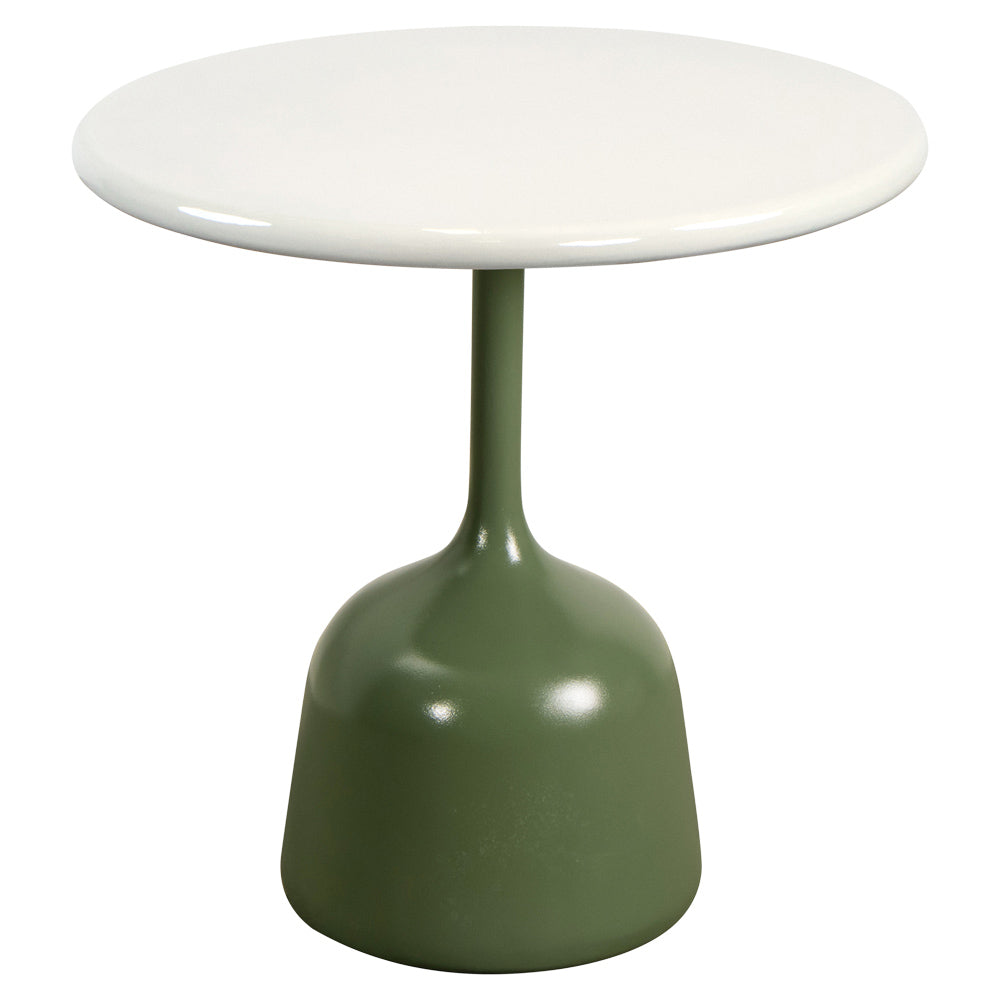 Glaze Small Coffee Table - Sand Lava Stone Top, Olive Green Aluminum Base