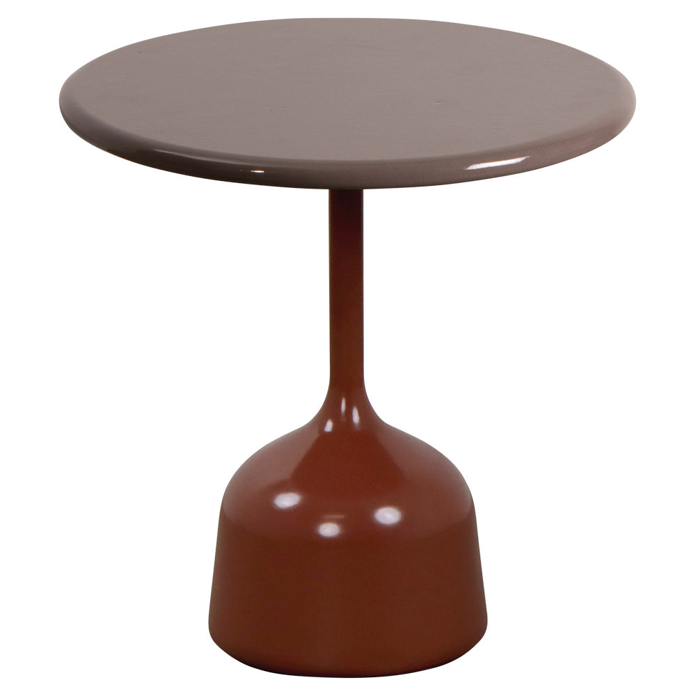 Glaze Small Coffee Table - Taupe Lava Stone Top, Desert Red Aluminum Base