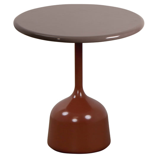 Glaze Small Coffee Table - Taupe Lava Stone Top, Desert Red Aluminum Base