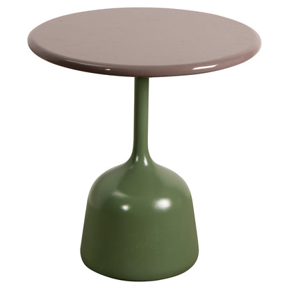 Glaze Small Coffee Table - Taupe Lava Stone Top, Olive Green Aluminum Base