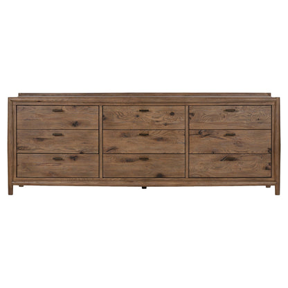 Glenview 9 Drawer Dresser - Weathered Oak Veneer