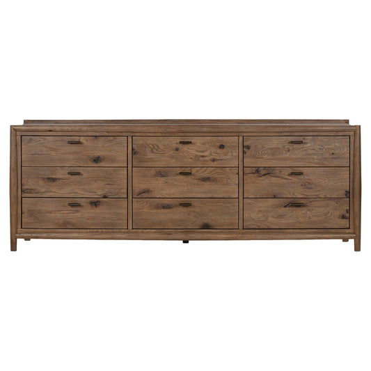 Glenview 9 Drawer Dresser - Weathered Oak Veneer