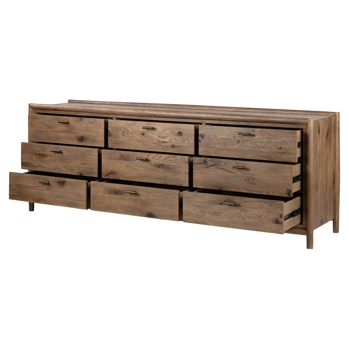 Glenview 9 Drawer Dresser - Weathered Oak Veneer