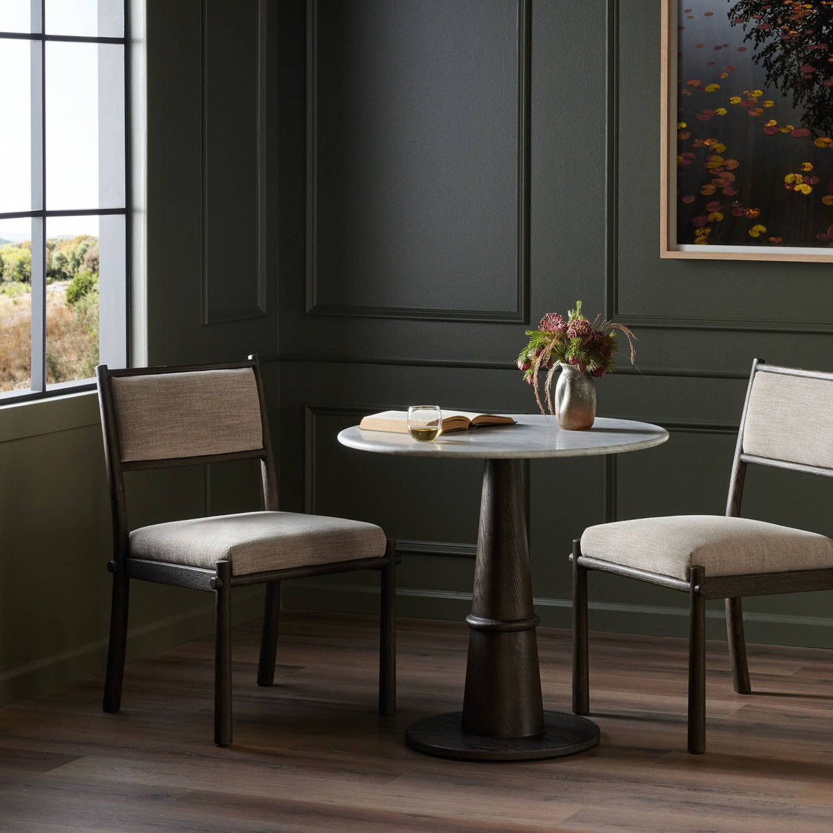 Goetz Bistro Table - Honed White Marble
