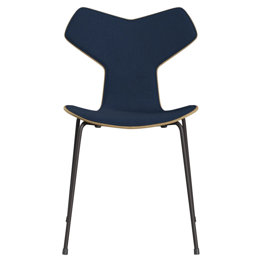 Grand Prix Front Upholstered Chair - Natural Veneer, Steel Base