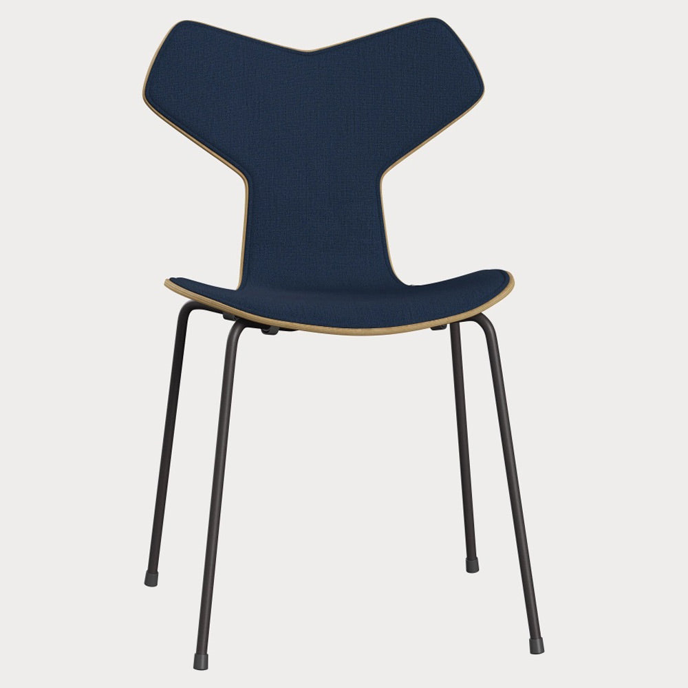 Grand Prix Front Upholstered Chair - Natural Veneer, Steel Base