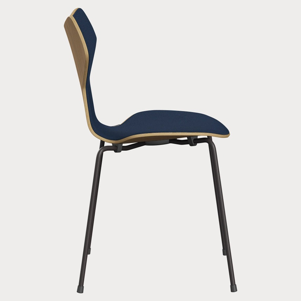 Grand Prix Front Upholstered Chair - Natural Veneer, Steel Base