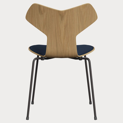 Grand Prix Front Upholstered Chair - Natural Veneer, Steel Base