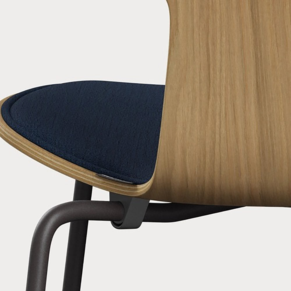 Grand Prix Front Upholstered Chair - Natural Veneer, Steel Base