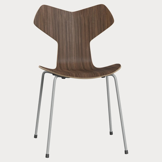 Grand Prix Unupholstered Chair - Natural Veneer, Steel Base