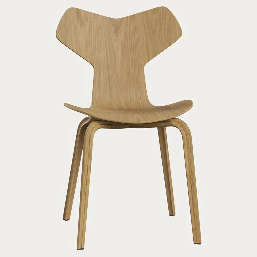 Grand Prix Unupholstered Chair - Natural Veneer, Wooden Base